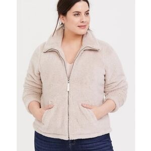 Torrid Sherpa Zip Up Jacket in Beige/Tan Size 4 (X)